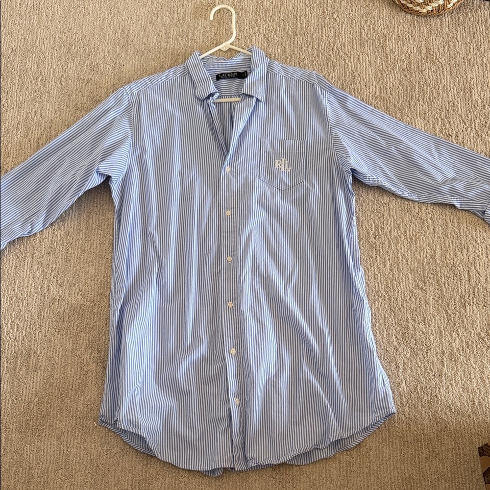 Ralph Lauren Light Blue & White Striped Button-Up Shirt gown